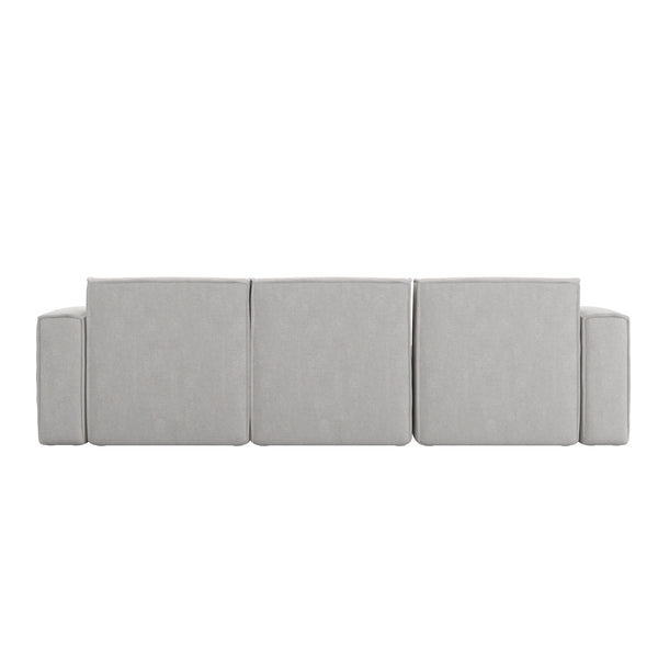 Cream |#| Contemporary 4 Piece Modular Sectional Sofa with Ottoman in Cream Fabric