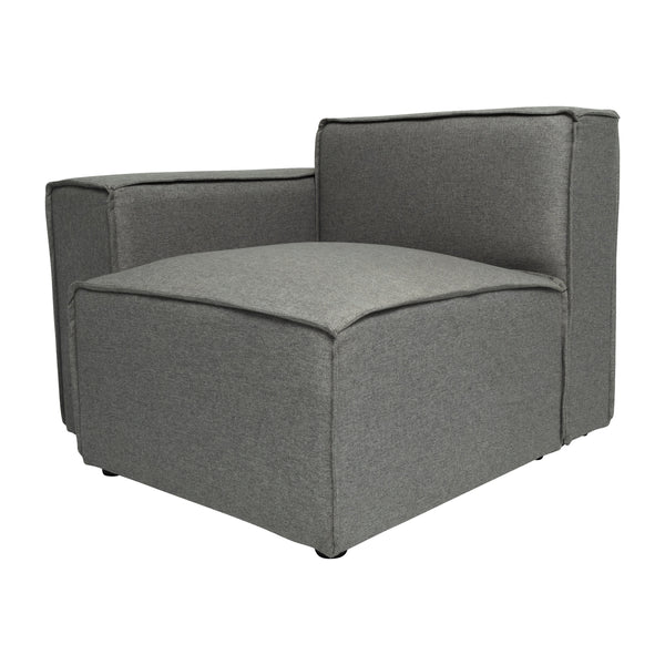 Dark Gray |#| Contemporary Modular Sectional Sofa Left Side Chair with Armrest - DK GY Fabric