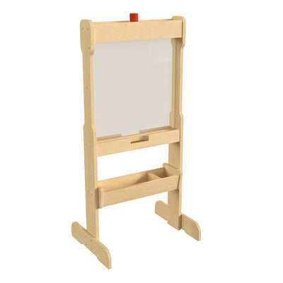 Bright Beginnings Commercial Grade Double Sided Wooden Free-Standing STEAM Easel with Storage Tray, Acrylic Paint Window - Holds Two Accessory Panels - View 1