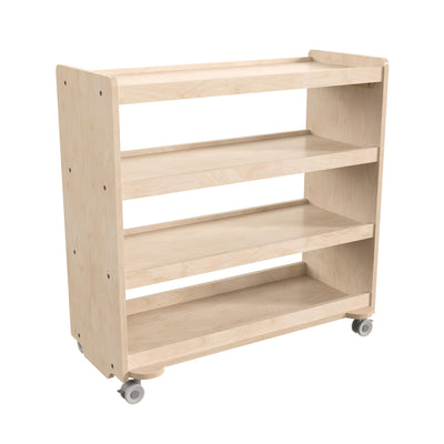 Bright Beginnings Commercial Grade Space Saving Wooden Mobile Classroom Storage Cart with Locking Caster Wheels, Kid Friendly Design - View 1