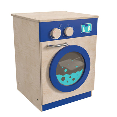 Bright Beginnings Commercial Grade Wooden Kid's Washing Machine with Integrated Storage and Turning Knobs - View 1