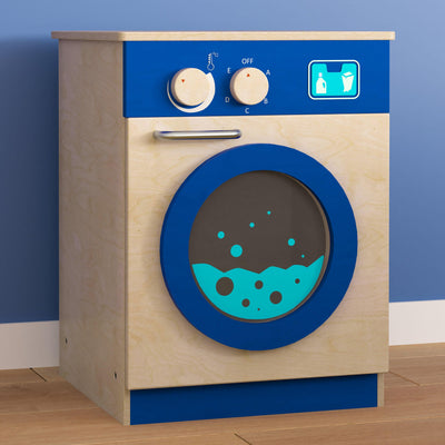 Bright Beginnings Commercial Grade Wooden Kid's Washing Machine with Integrated Storage and Turning Knobs - View 2