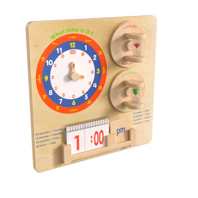Bright Beginnings Commercial Grade Wooden Telling Time STEAM Wall Accessory Board - View 1