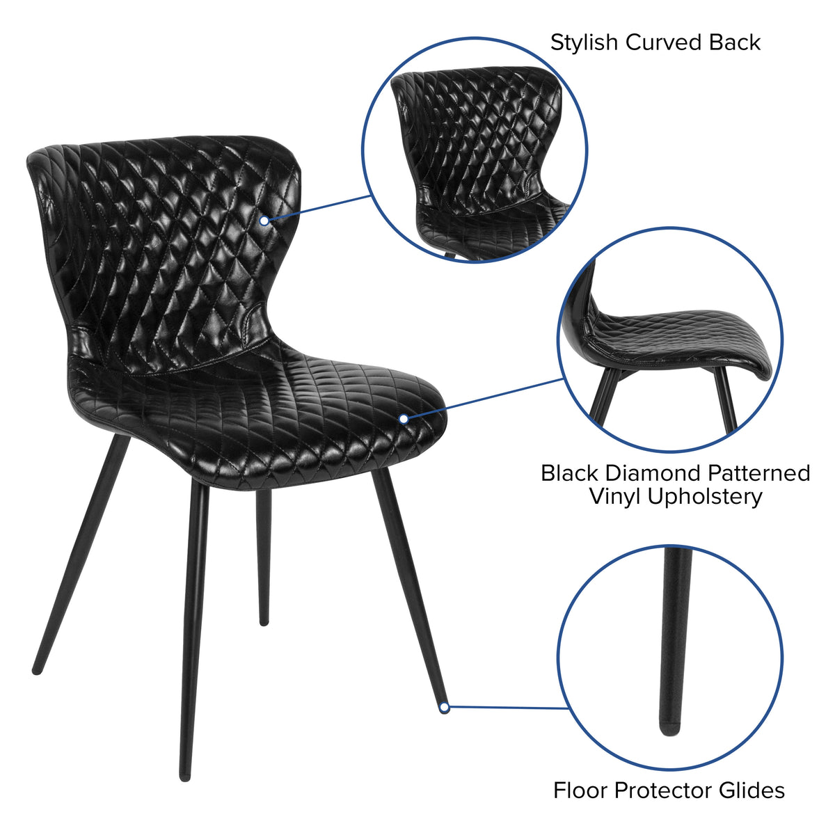 Black Vinyl |#| Contemporary Upholstered Chair in Black Vinyl