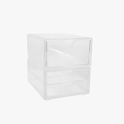 Brody Set of 2 Stackable Plastic Office Desktop Organizer Boxes, Single Drawer and 2 Drawers - View 1