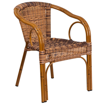 Cadiz Series Rattan Restaurant Patio Chair with Bamboo-Aluminum Frame - View 1