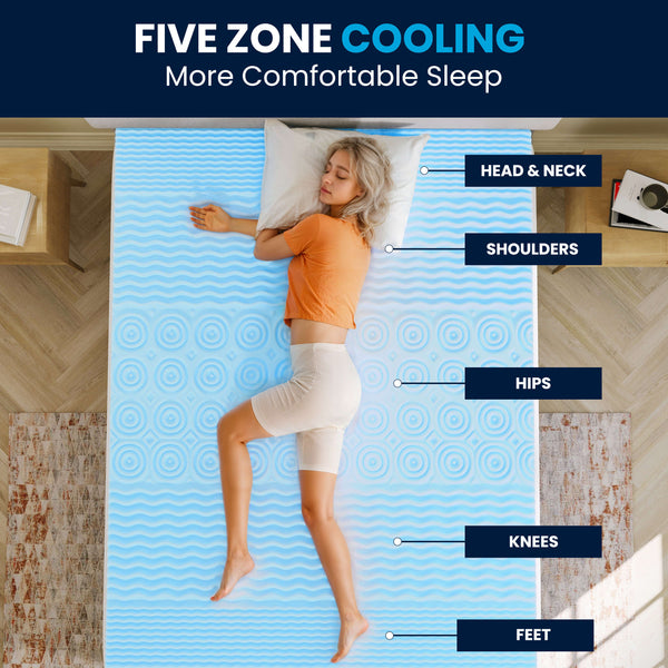 California King |#| 2 Inch Cooling Gel Infused 5-Zone Memory Foam Mattress Topper - California King