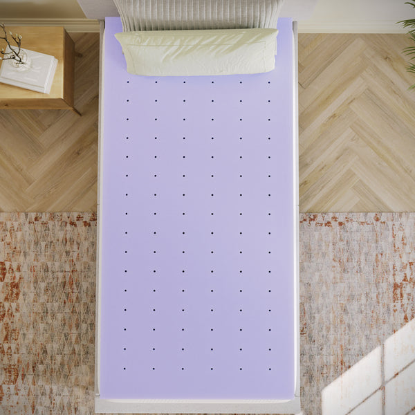 Twin XL |#| 3" Lavender Infused Memory Foam Mattress Topper with Ventilated Design - Twin XL