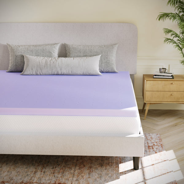 Twin |#| 3" Lavender Infused Memory Foam Mattress Topper with Ventilated Design - Twin