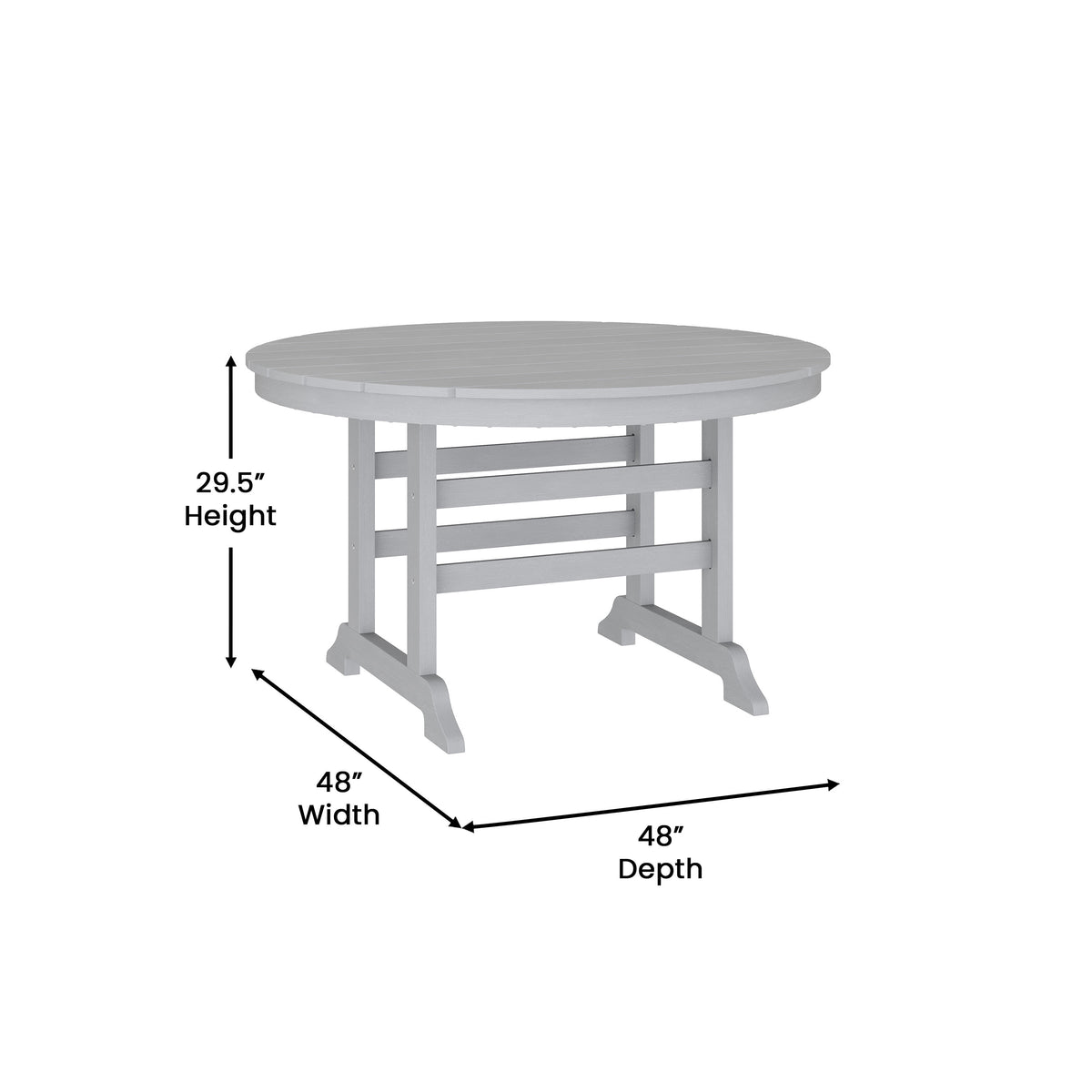 Gray |#| Commercial Grade Indoor-Outdoor 48" Round Adirondack Style Table in Black