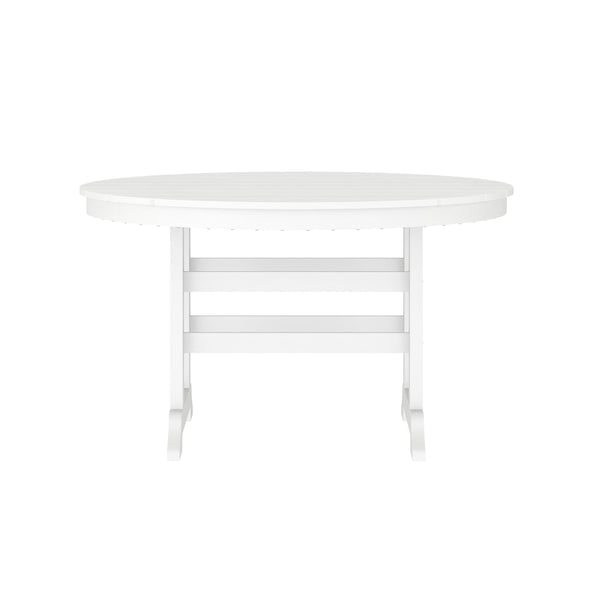 White |#| Commercial Grade Indoor-Outdoor 48" Round Adirondack Style Table in Black