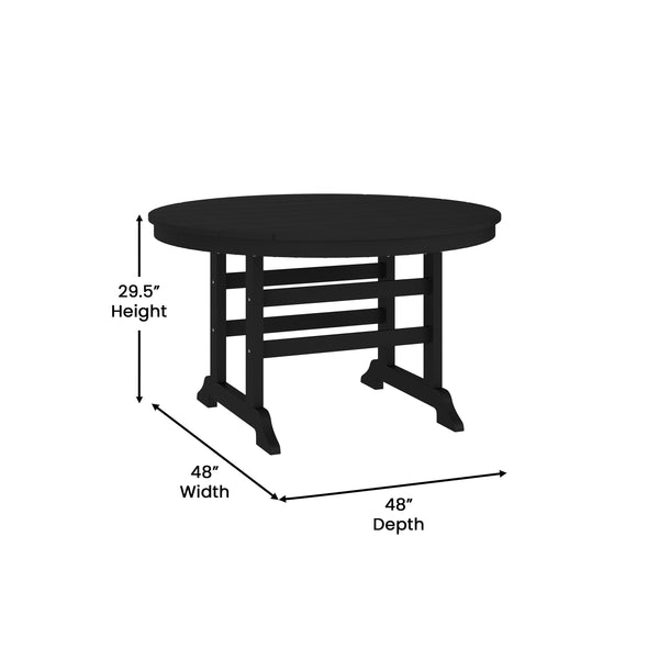 Black |#| Commercial Grade Indoor-Outdoor 48" Round Adirondack Style Table in Black