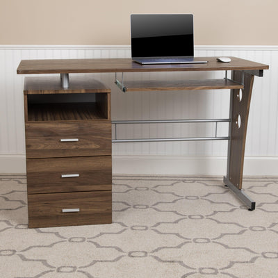 Computer Desk with Three Drawer Single Pedestal and Pull-Out Keyboard Tray - View 2