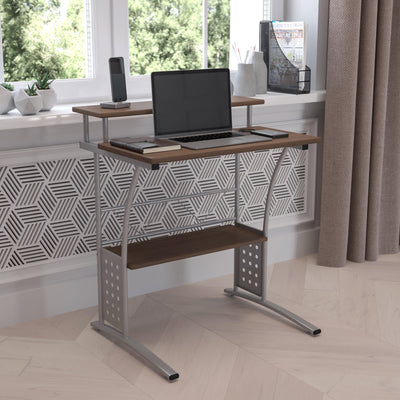Computer Desk with Top and Lower Storage Shelves - View 2