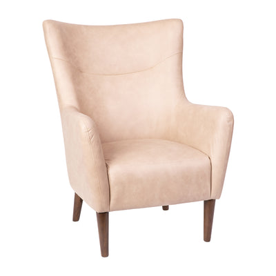Connor Traditional Wingback Accent Chair, Commercial Grade Faux Leather Upholstery and Wooden Frame and Legs - View 1