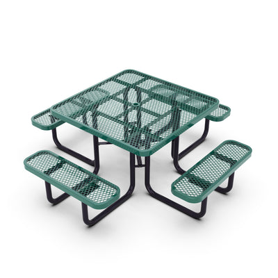 Creekside Outdoor Picnic Table with Commercial Grade Heavy Gauge Expanded Metal Mesh Top and Seats and Steel Frame - View 1