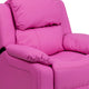 Hot Pink Vinyl |#| Deluxe Padded Contemporary Hot Pink Vinyl Kids Recliner with Storage Arms