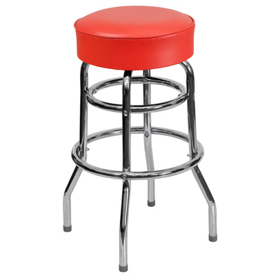 Double Ring Chrome Barstool - View 1