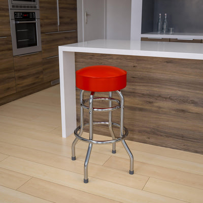Double Ring Chrome Barstool - View 2