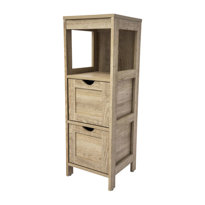 Dune Farmhouse Bathroom Storage Organizer with Two Removable Drawers and Open Display Shelf - View 1