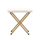 Ivory Faux Shearling Fabric/Soft Gold Frame |#| Double Folding Faux Shearling Saucer Chair with 2 Ottomans - Ivory/Soft Gold