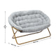Gray Fabric/Soft Gold Frame |#| Folding Faux Fur Double Saucer Chair with Steel Frame - Gray/Soft Gold