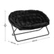 Black Fabric/Black Frame |#| Folding Faux Fur Double Saucer Chair with Steel Frame - Black/Black