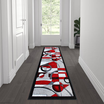 Elias Collection Geometric Abstract Area Rug - Olefin Rug with Jute Backing - Hallway, Entryway, or Bedroom - View 2