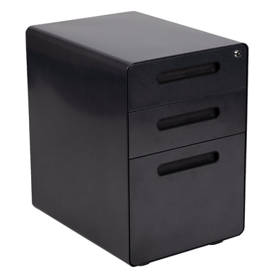 Ergonomic 3-Drawer Mobile Locking Filing Cabinet with Anti-Tilt Mechanism and Hanging Drawer for Legal & Letter Files - View 1