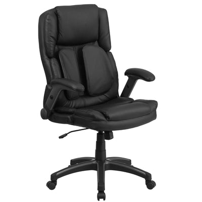 Extreme Comfort High Back LeatherSoft Executive Swivel Ergonomic Office Chair with Flip-Up Arms - View 1