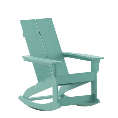 Finn Modern Commercial Grade All-Weather 2-Slat Poly Resin Wood Rocking Adirondack Chair with Rust Resistant Stainless Steel Hardware - View 1