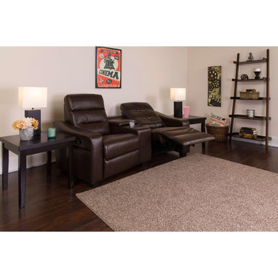 Futura Series 2-Seat Reclining Black LeatherSoft Tufted Bustle Back Theater Seating Unit with Cup Holders - View 2