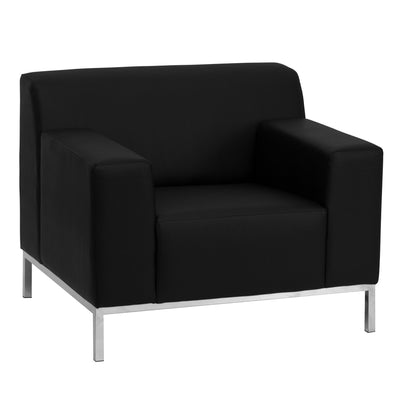 HERCULES Definity Series Contemporary LeatherSoft Chair with Line Stitching and Integrated Stainless Steel Frame - View 1