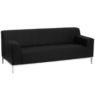 HERCULES Definity Series Contemporary LeatherSoft Sofa with Line Stitching and Integrated Stainless Steel Frame - View 1