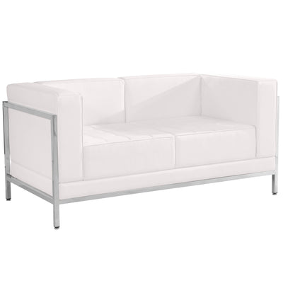 HERCULES Imagination Series Contemporary LeatherSoft Modular Loveseat with Quilted Tufted Seat and Encasing Frame - View 1
