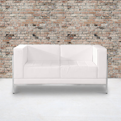 HERCULES Imagination Series Contemporary LeatherSoft Modular Loveseat with Quilted Tufted Seat and Encasing Frame - View 2