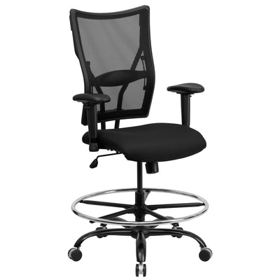 HERCULES Series 400 lb. Capacity Big & Tall Mesh Ergonomic Drafting Chair with Height Adjustable Arms - View 1