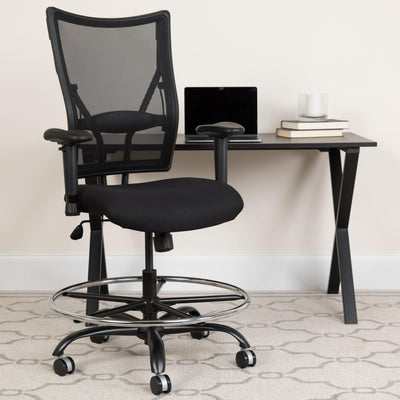 HERCULES Series 400 lb. Capacity Big & Tall Mesh Ergonomic Drafting Chair with Height Adjustable Arms - View 2