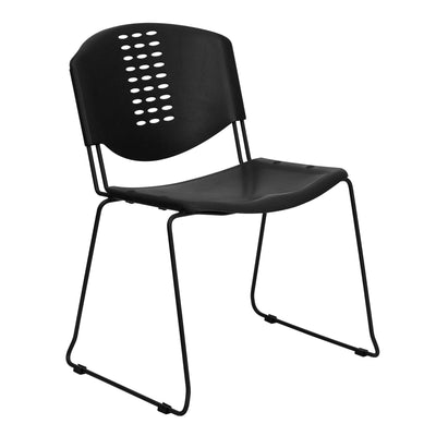 HERCULES Series 400 lb. Capacity Plastic Stack Chair with Black Frame - View 1