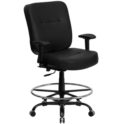 HERCULES Series Big & Tall 400 lb. Rated Ergonomic Drafting Chair with Rectangular Back and Adjustable Arms - View 1