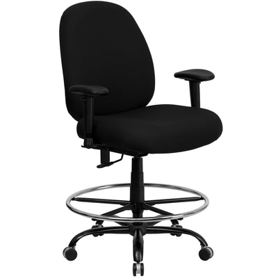 HERCULES Series Big & Tall 400 lb. Rated Fabric Ergonomic Drafting Chair with Adjustable Back Height and Arms - View 1