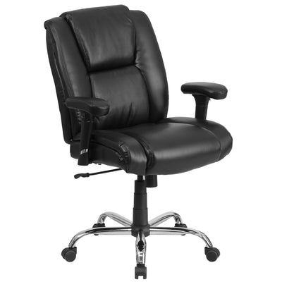HERCULES Series Big & Tall 400 lb. Rated LeatherSoft Swivel Ergonomic Task Office Chair with Chrome Base and Adjustable Arms - View 1