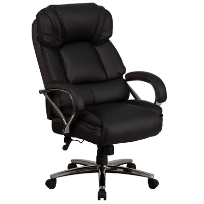 HERCULES Series Big & Tall 500 lb. Rated LeatherSoft Executive Swivel Ergonomic Office Chair with Chrome Base and Arms - View 1