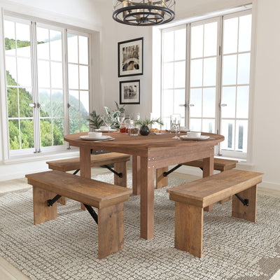 HERCULES Series Round Dining Table | Farm Inspired, Rustic & Antique Pine Dining Room Table - View 2