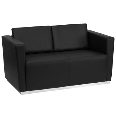 HERCULES Trinity Series Contemporary LeatherSoft Loveseat with Stainless Steel Recessed Base - View 1