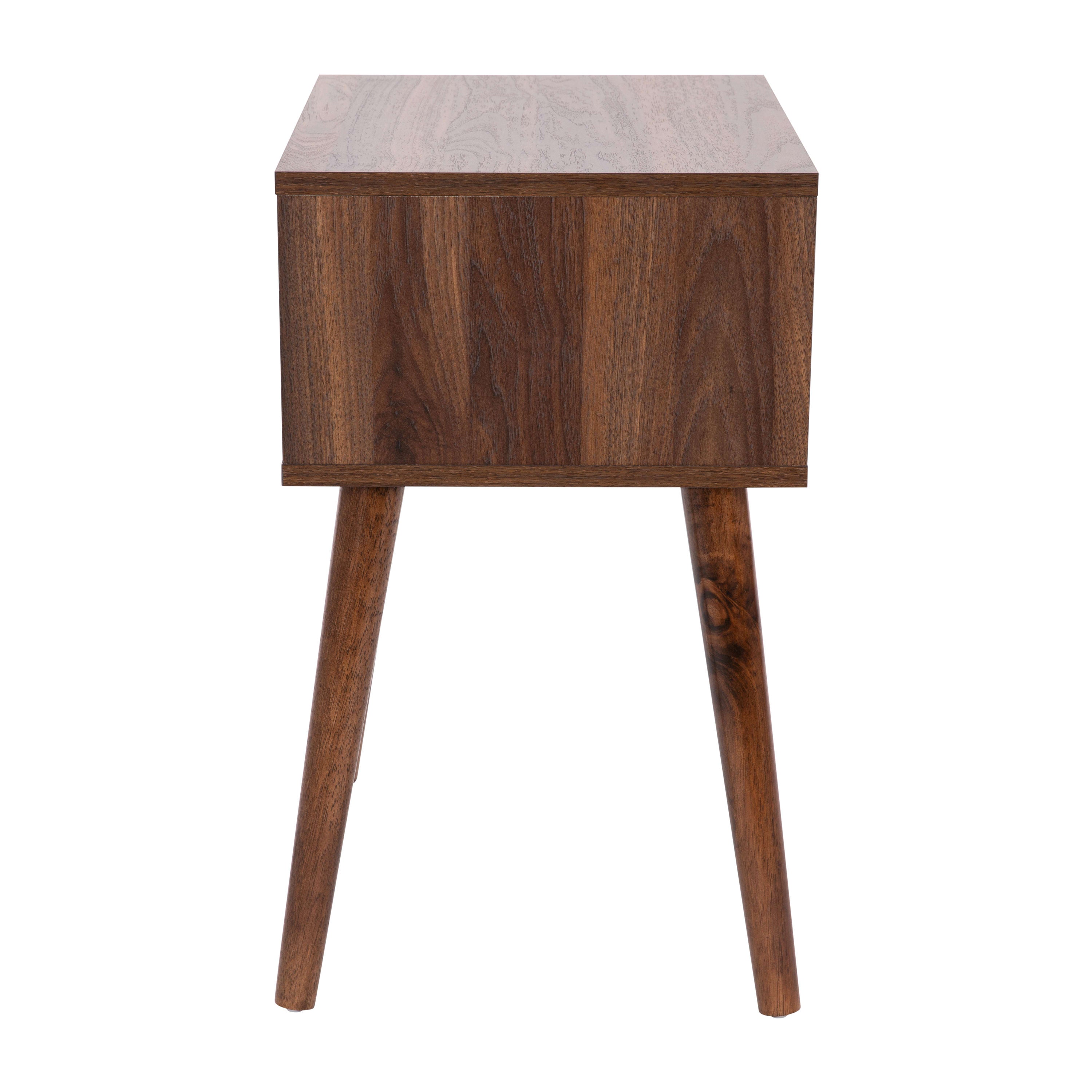 Hatfield Mid-Century Modern One Drawer Wood Nightstand, Side Accent or End  Table with Soft Close Storage Drawer