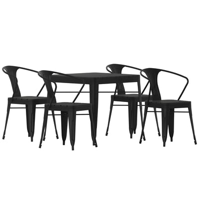 Helvey Commercial 5 Piece Indoor-Outdoor Table and Chairs, 31.5" Square Table with Poly Resin Top, 4 Metal Chairs with Poly Resin Seats - View 1