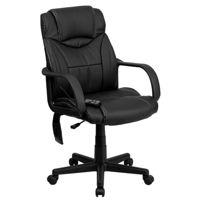 High Back Ergonomic Massaging LeatherSoft Executive Swivel Office Chair with Arms - View 1
