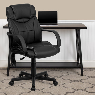 High Back Ergonomic Massaging LeatherSoft Executive Swivel Office Chair with Arms - View 2