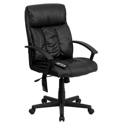 High Back Ergonomic Massaging LeatherSoft Soft Ripple Upholstered Executive Swivel Office Chair with Side Remote Pocket and Arms - View 1